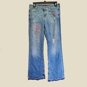 Hint Blue Jeans w/ Pink Flowers, Size 5